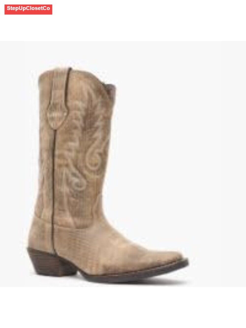Mid-calf Western boot with full-grain leather, embroidered and fringe details - Picture 4 of 6